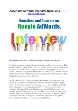 Accenture adwords interview questions | PDF