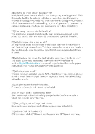 Accenture adwords interview questions | PDF