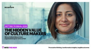 Provocativethinking,transformativeinsights, tangibleoutcomes
Where Culture Makers lead,
organizations grow twice as fast
GETTING TO EQUAL 2020
THEHIDDENVALUE
OFCULTUREMAKERS
 