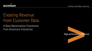 Creating Revenue
from Customer Data
A Data Monetization Framework
from Accenture Interactive.

 