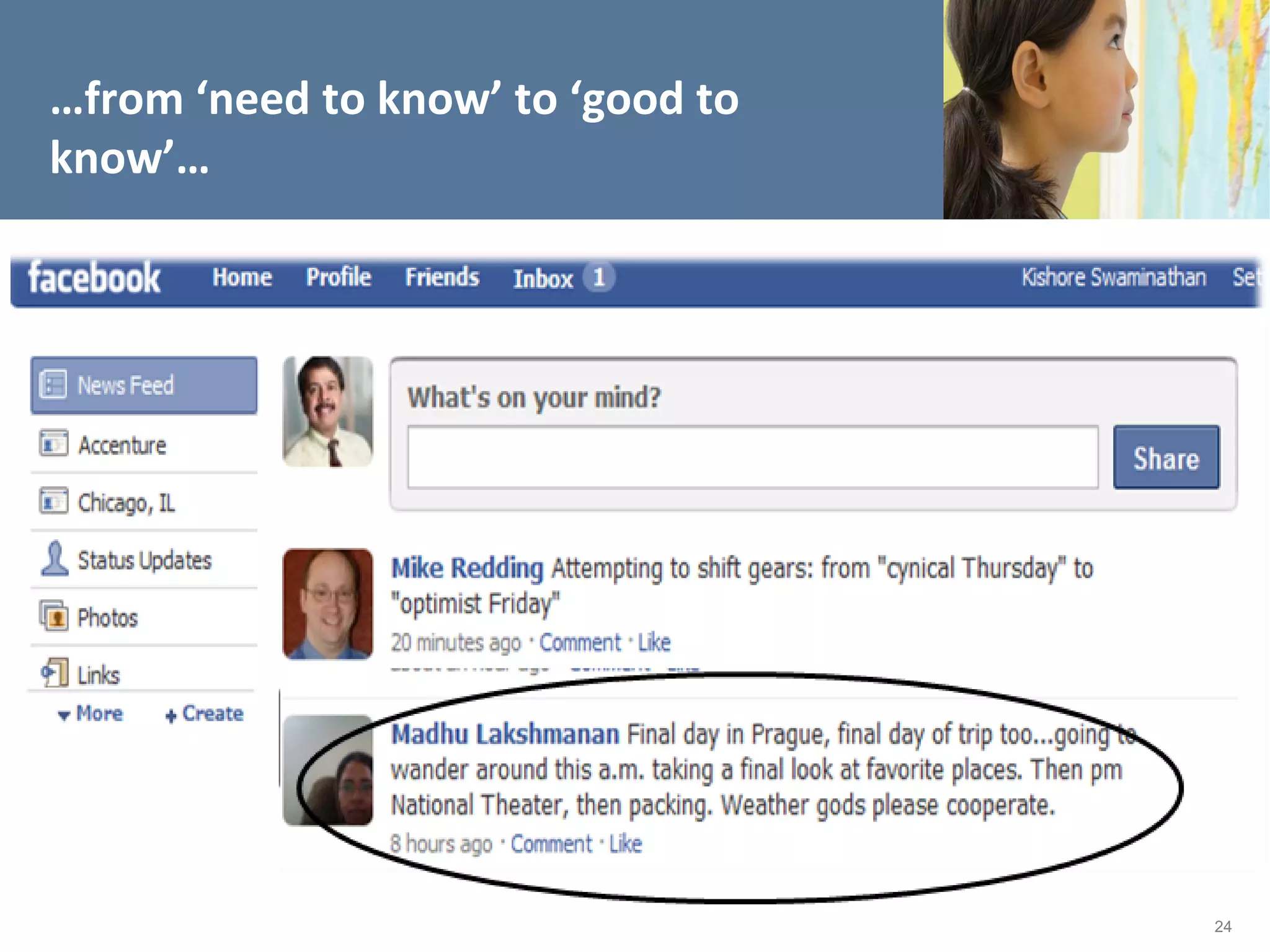 …from ‘need to know’ to ‘good to
know’…




                                   24
 