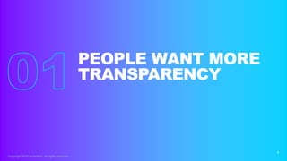 4
PEOPLE WANT MORE
TRANSPARENCY
Copyright 2017 Accenture. All rights reserved.
 