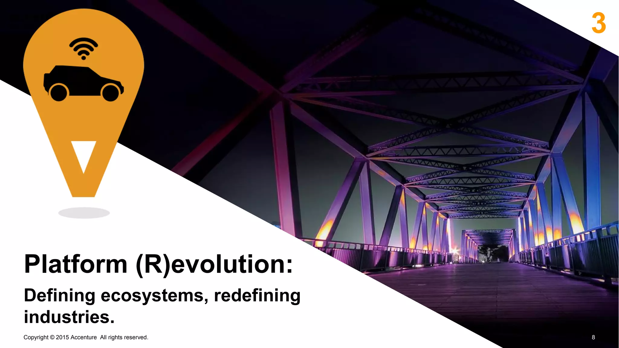 3
Platform (R)evolution:
Defining ecosystems, redefining
industries.
8Copyright © 2015 Accenture All rights reserved.
 