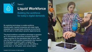 Trend 2
Liquid Workforce
Building the workforce
for today’s digital demands
8Copyright © 2016 Accenture. All rights reserv...