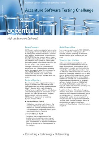 Accenture testing challenge 2007 case study