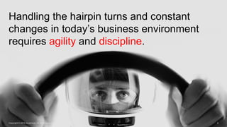 Handling the hairpin turns and constant
changes in today’s business environment
requires agility and discipline.
2Copyrigh...