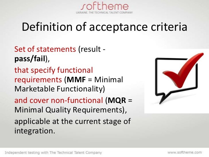 Acceptance criteria