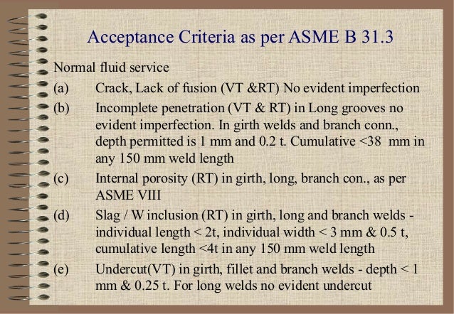 Asme B31 3 Acceptance Criteria Chart