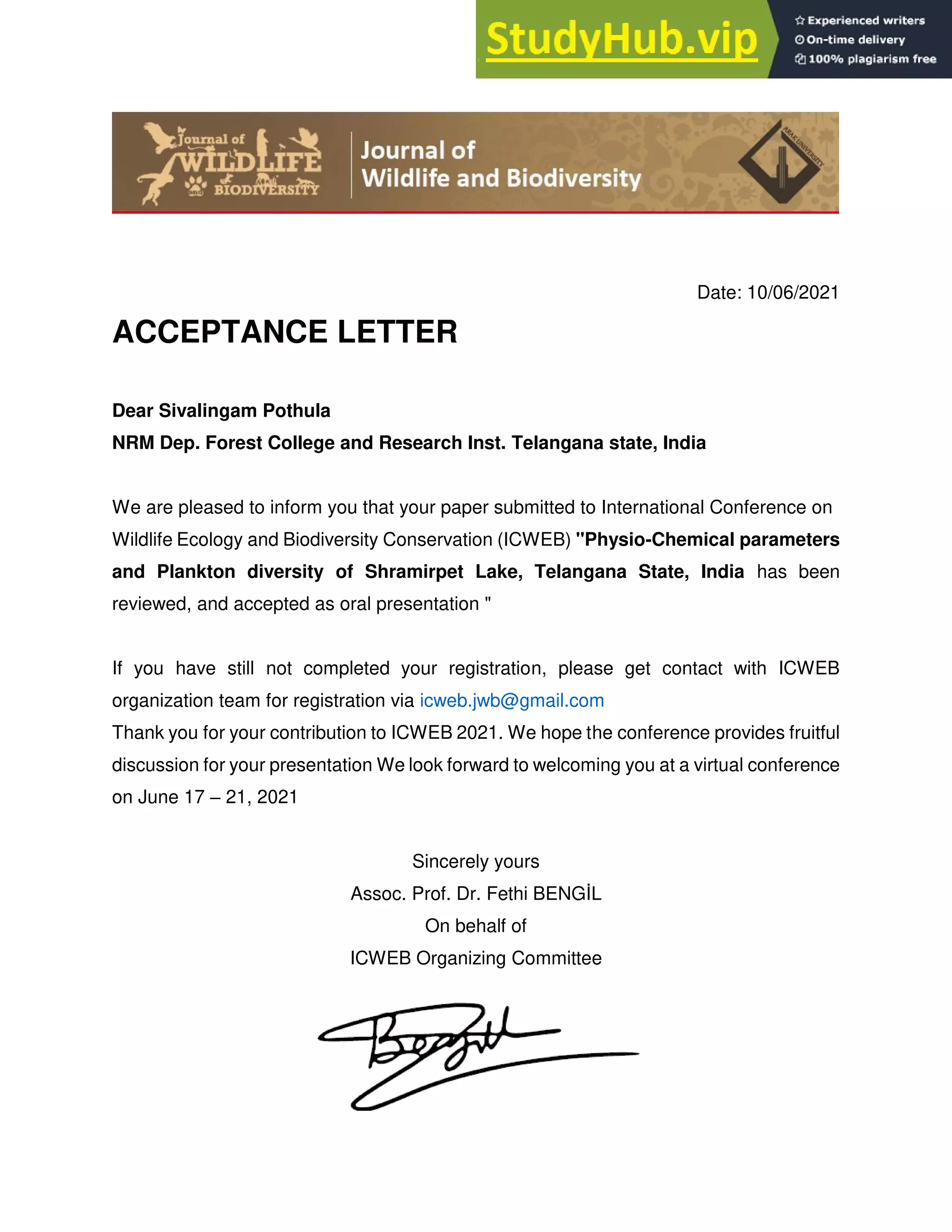 ACCEPTANCE LETTER | PDF