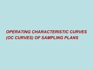 OPERATING CHARACTERISTIC CURVES
(OC CURVES) OF SAMPLING PLANS
 