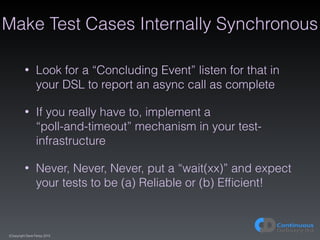 (C)opyright Dave Farley 2015
Make Test Cases Internally Synchronous
• Look for a “Concluding Event” listen for that in
you...