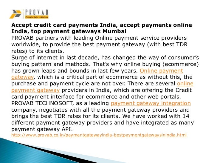 Online payment options in india