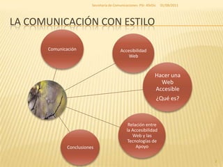 La comunicación con Estilo<br />01/08/2011<br />2<br />Secretaría de Comunicaciones- PSI- ATeDis<br />