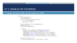UT 3. MANEJO DE FICHEROS
7.1. Trabajo con ficheros XML. Acceso a datos con DOM.

 