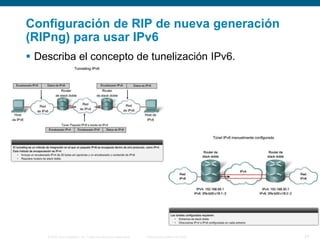 Configuración de RIP de nueva generación
(RIPng) para usar IPv6
 Describa el concepto de tunelización IPv6.

© 2006 Cisco Systems, Inc. Todos los derechos reservados.

Información pública de Cisco

24

 