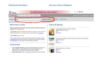 Planificación Estratégica   Ing. Oscar Moreno Villagómez
 