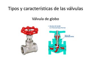 Tipos y características de las válvulas
            Válvula de globo
 