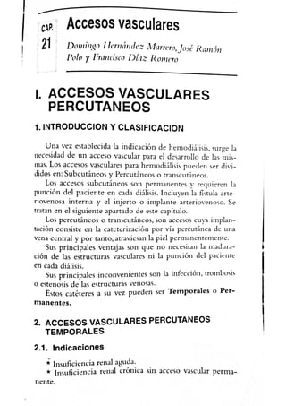 Manual de Nefrología Sellares cap 21 - Accesos vasculares
