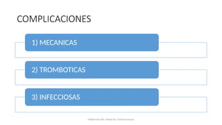 COMPLICACIONES
1) MECANICAS
2) TROMBOTICAS
3) INFECCIOSAS
Polderman KH, Girbes AJ. Central venous
 