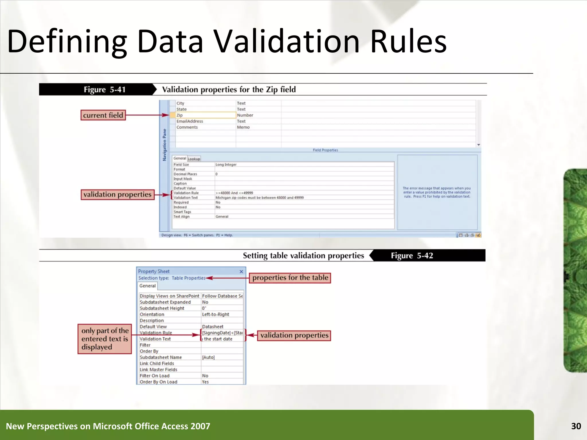Defining Data Validation Rules New Perspectives on Microsoft Office Access 2007 