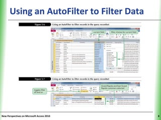 Using an AutoFilter to Filter Data XP




New Perspectives on Microsoft Access 2010     8
 