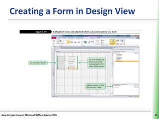 Creating a Form in Design View               XP




New Perspectives on Microsoft Office Access 2010        15
 