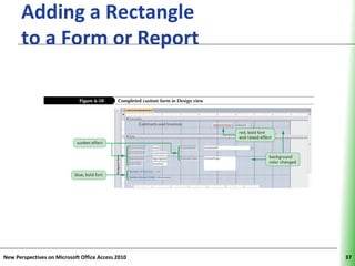 Adding a Rectangle                           XP
      to a Form or Report




New Perspectives on Microsoft Office Access 2010        37
 