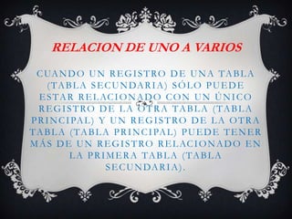 RELACION UNO A UNO