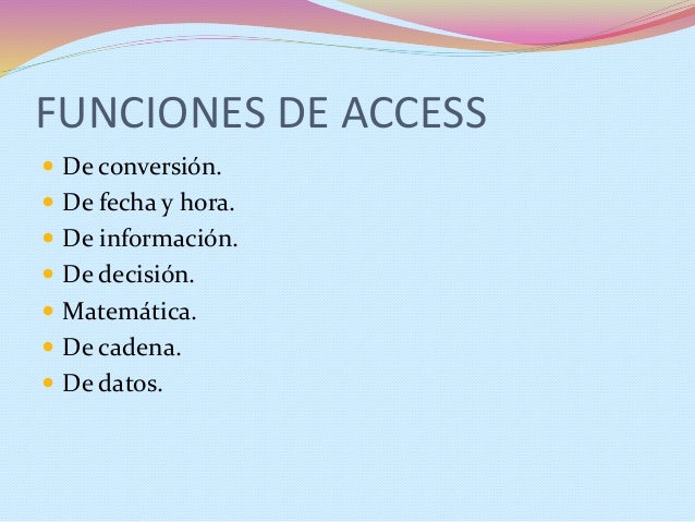 Resultado de imagen para cuales son las funciones de access