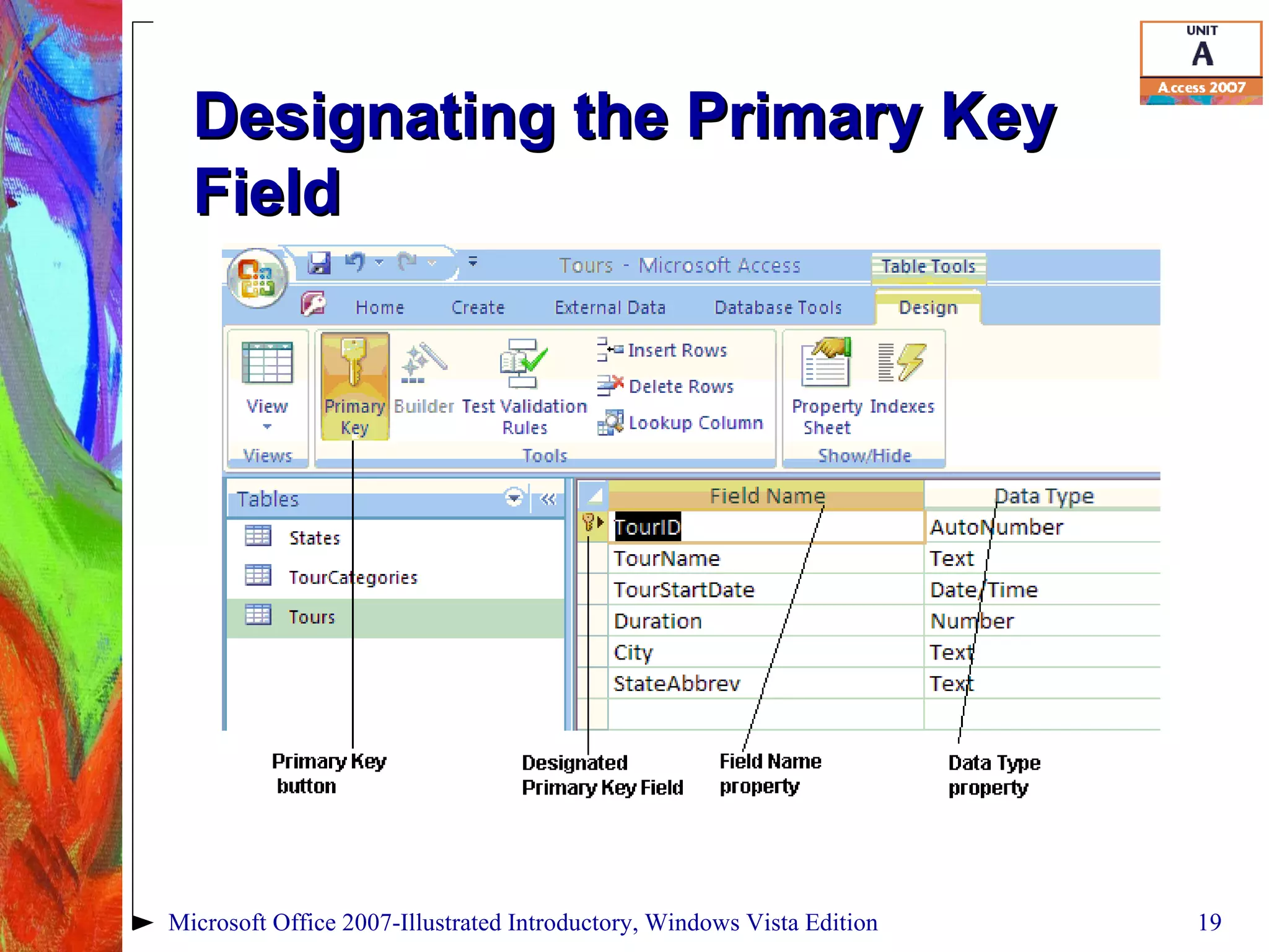 Designating the Primary Key Field Microsoft Office 2007-Illustrated Introductory, Windows Vista Edition 