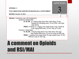 A comment on Opioids
and RSI/MAI
 