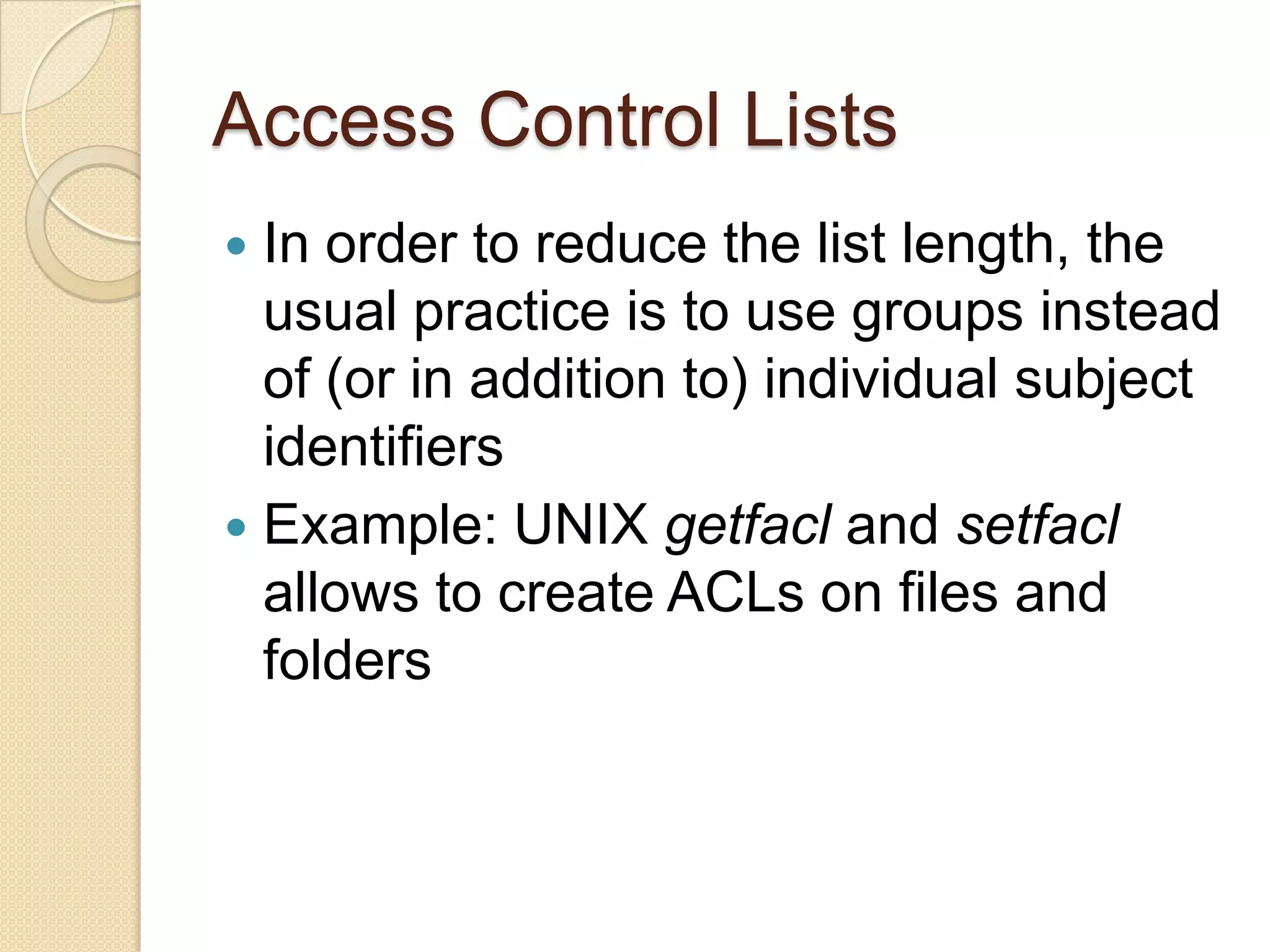 Access Control: Principles and Practice