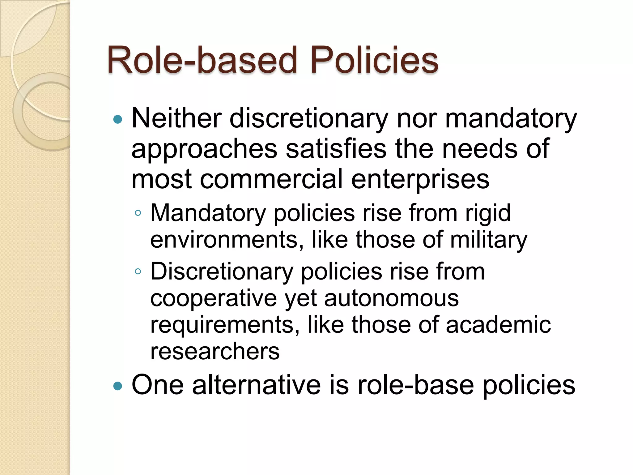 Access Control: Principles and Practice