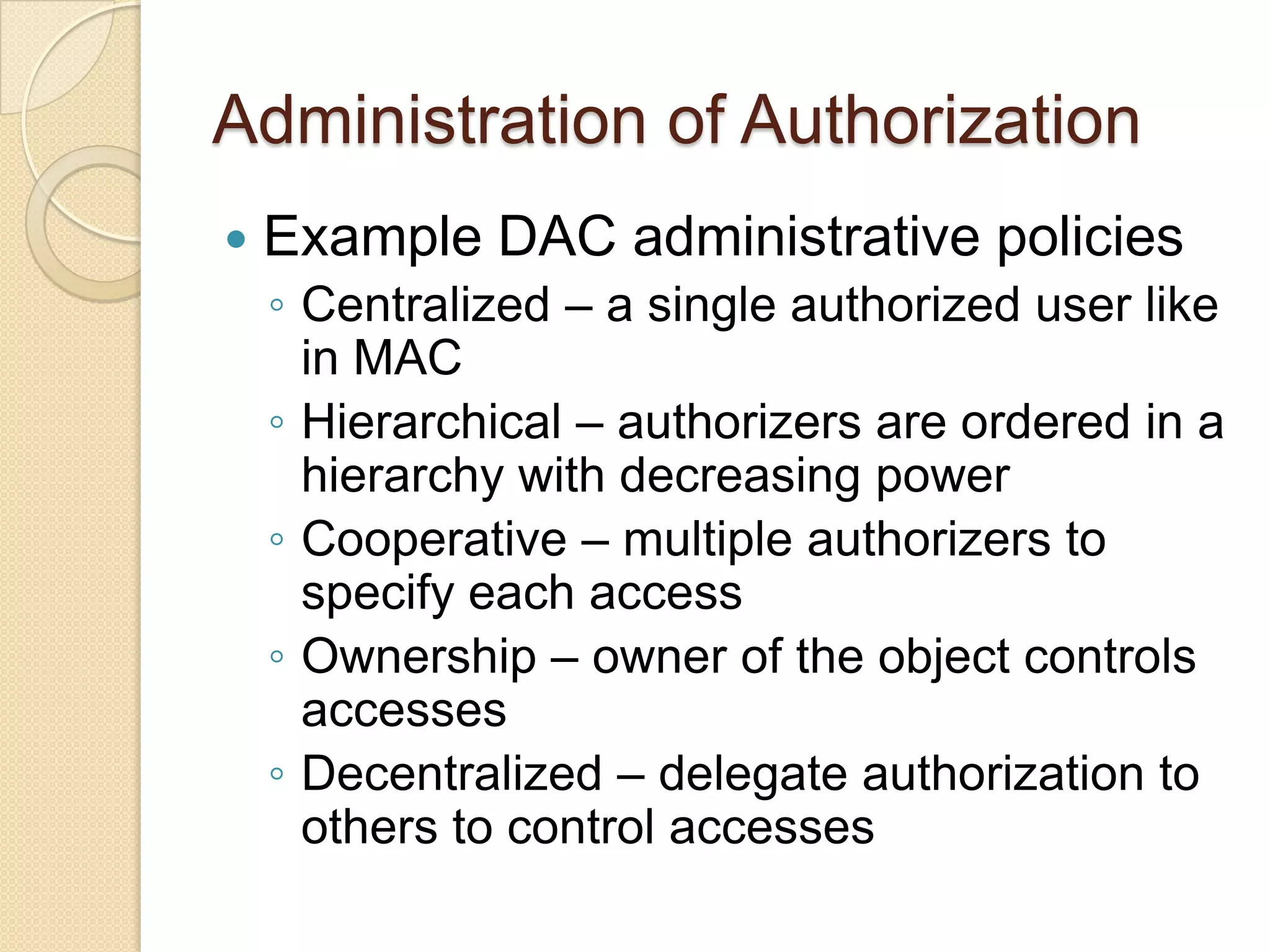 Access Control: Principles and Practice
