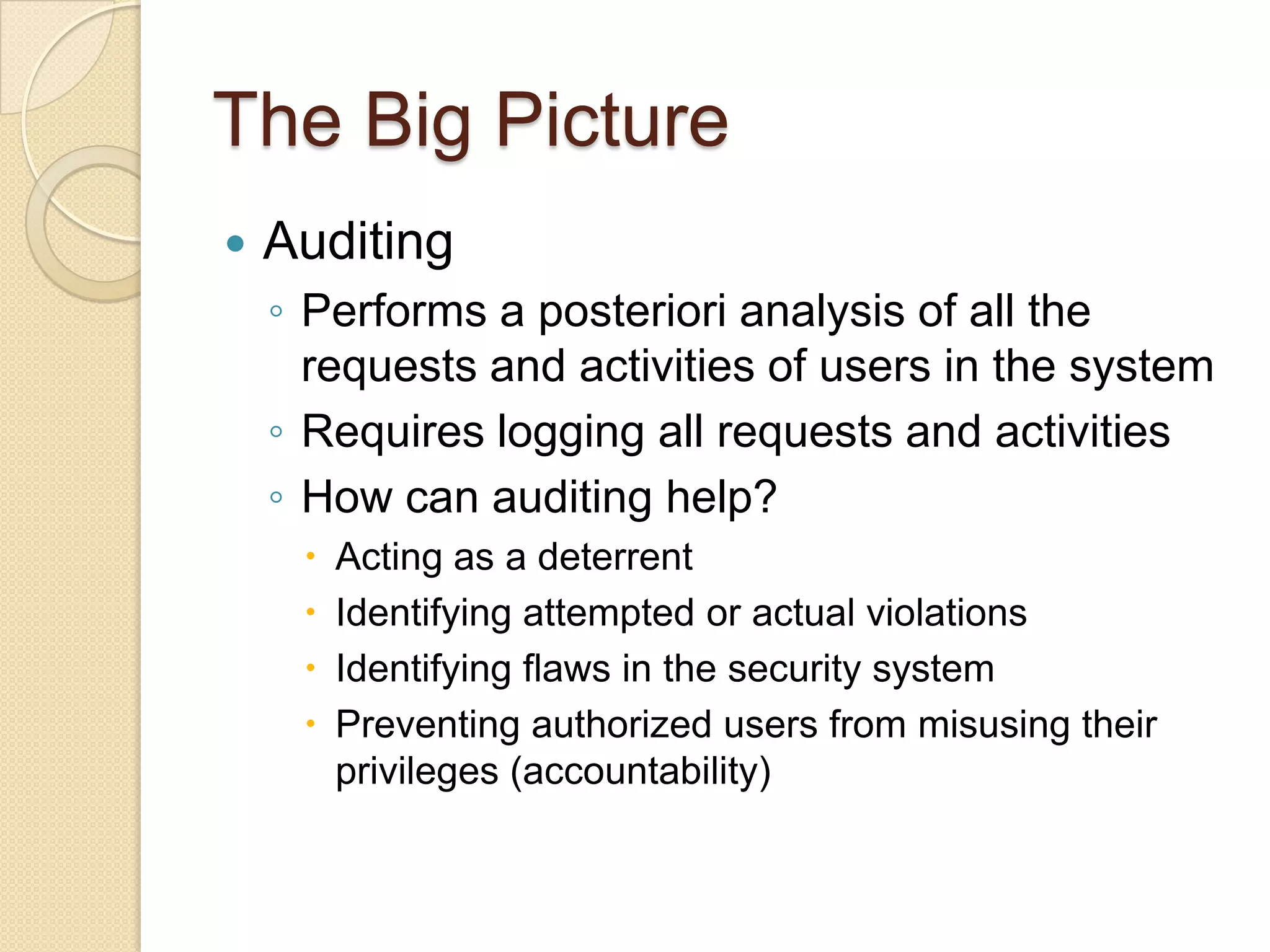 Access Control: Principles and Practice