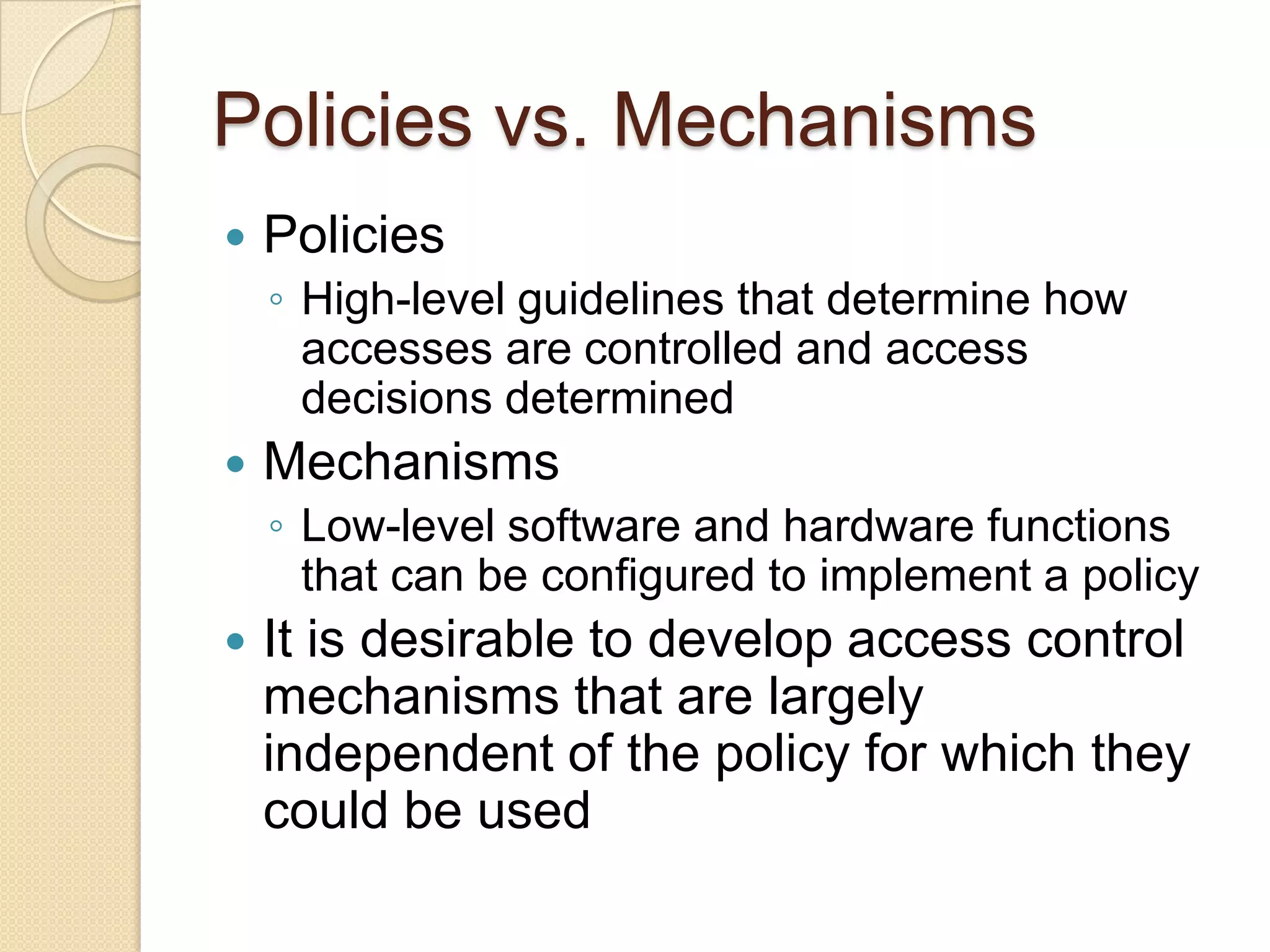 Access Control: Principles and Practice