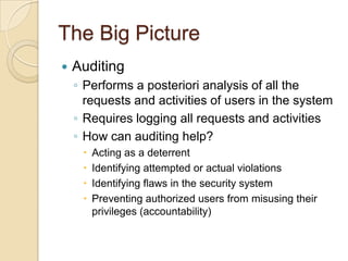 Access Control: Principles and Practice