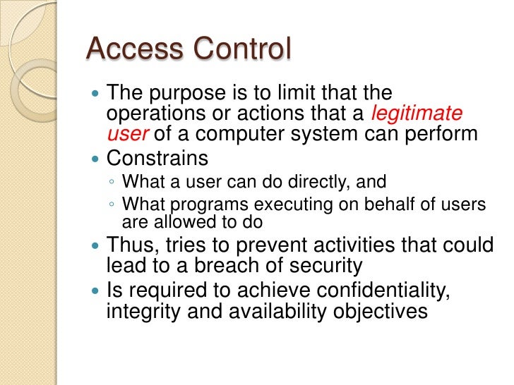 Access Control Principles and Practice