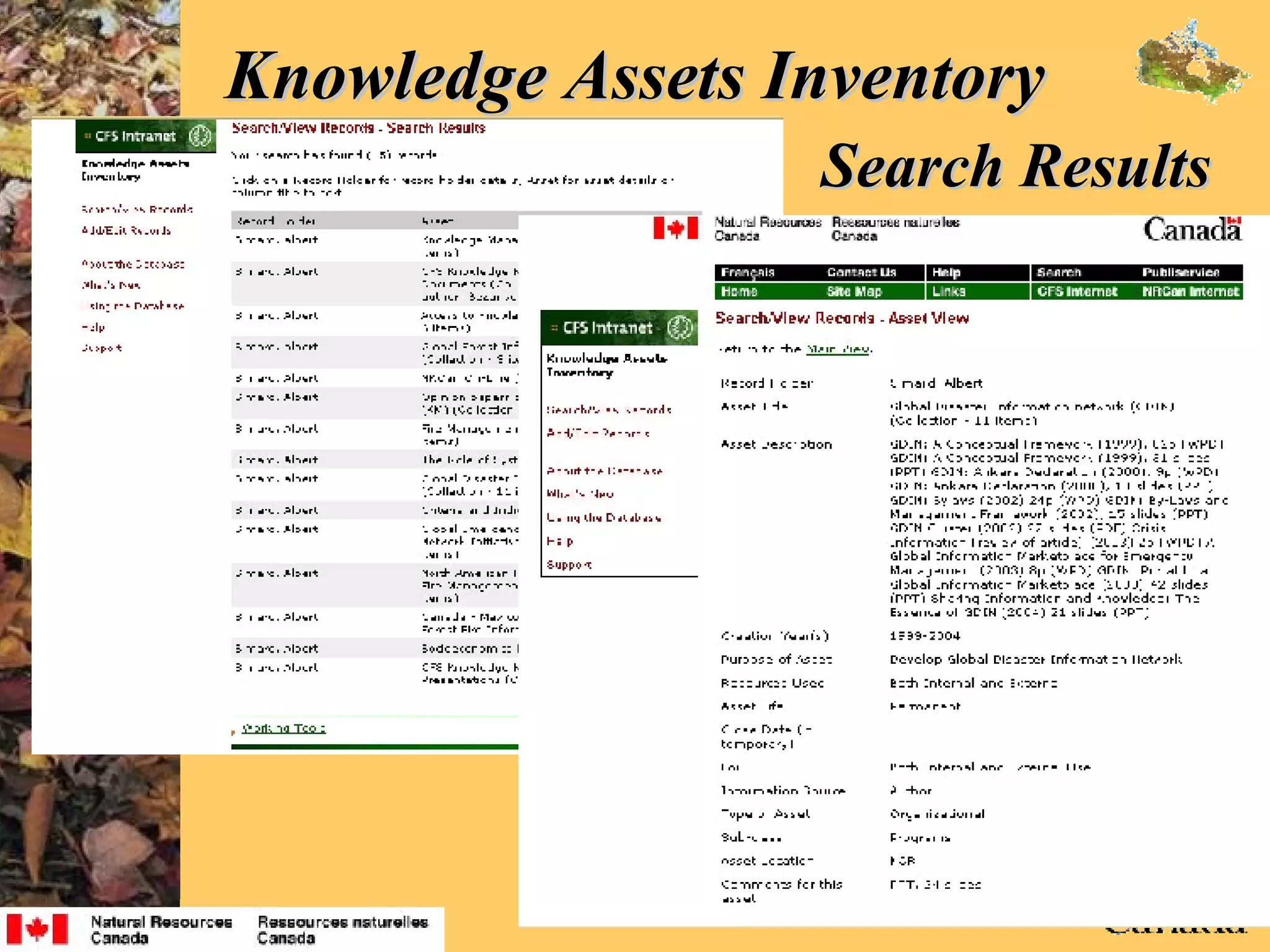 Knowledge Assets Inventory Search Results 