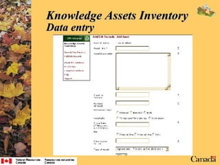Knowledge Assets Inventory Data entry 