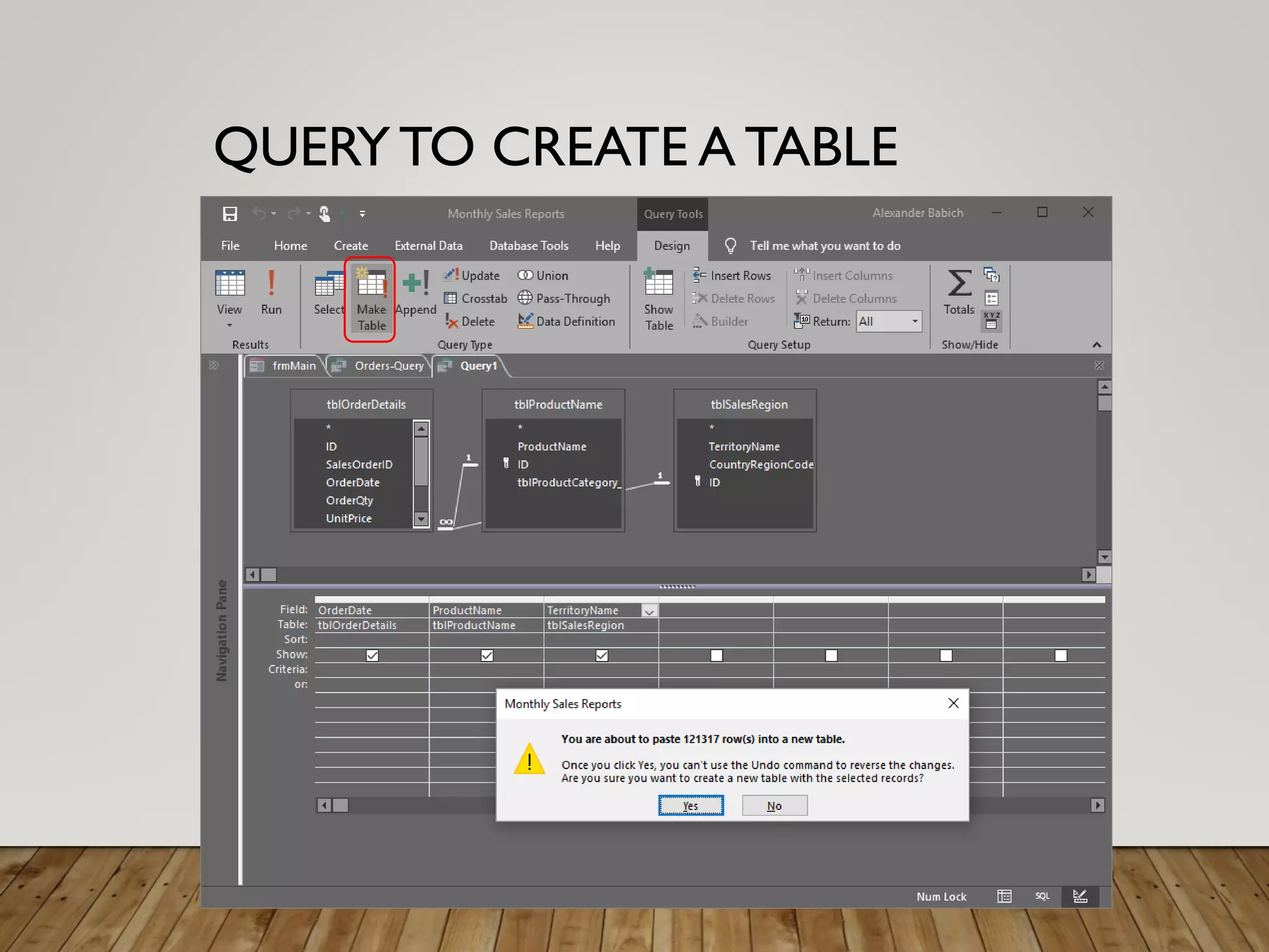 QUERYTO CREATE A TABLE
 