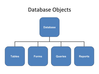 Database Objects Database Tables Forms Queries Reports 