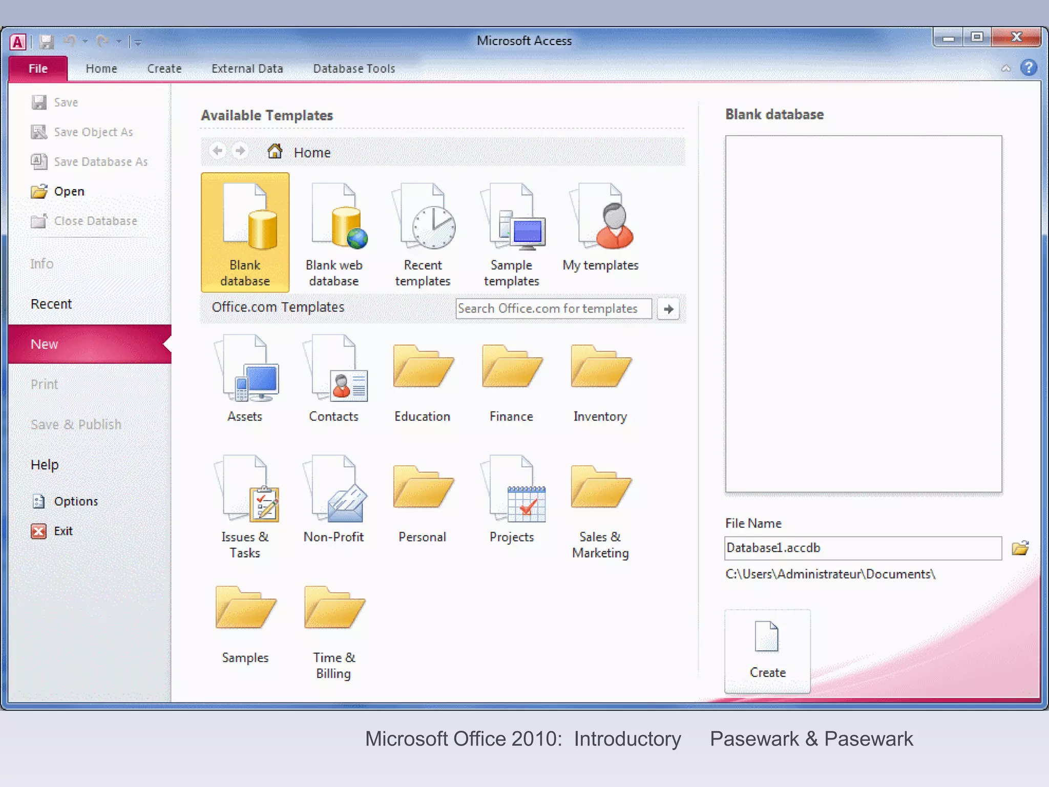 10
Access – Lesson 1




                    Microsoft Office 2010: Introductory   Pasewark & Pasewark
 