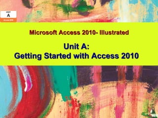 Microsoft Access 2010- Illustrated

             Unit A:
Getting Started with Access 2010
 