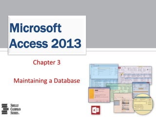 Chapter 3
Maintaining a Database
Microsoft
Access 2013
 