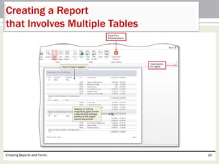 Creating Reports and Forms 20
Creating a Report
that Involves Multiple Tables
 