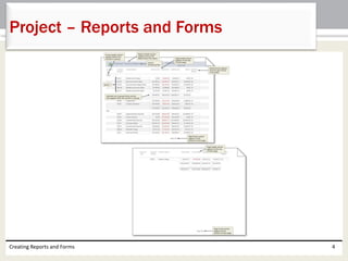 Creating Reports and Forms 4
Project – Reports and Forms
 