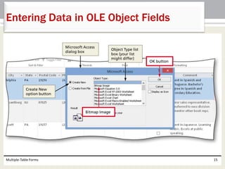 Multiple-Table Forms 15
Entering Data in OLE Object Fields
 