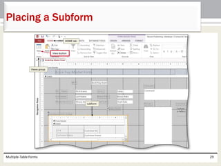 Multiple-Table Forms 29
Placing a Subform
 