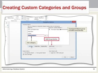 Administering a Database System 15
Creating Custom Categories and Groups
 